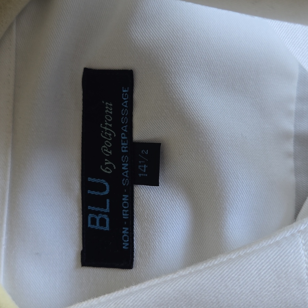 Blu by Polifroni White Mens Dress Shirt, 14 1/2, Like New Condition. - Picture 4 of 9